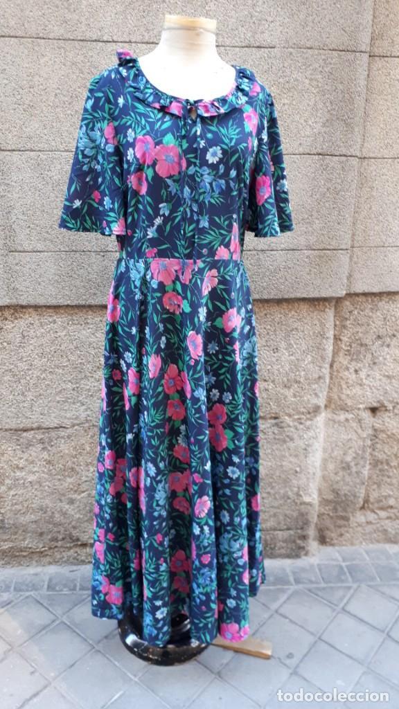 Vintage: VESTIDO LARGO ESTAMPADO A&Ntilde;OS 70 - Foto 1