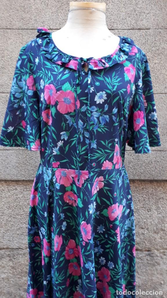 Vintage: VESTIDO LARGO ESTAMPADO A&Ntilde;OS 70 - Foto 3