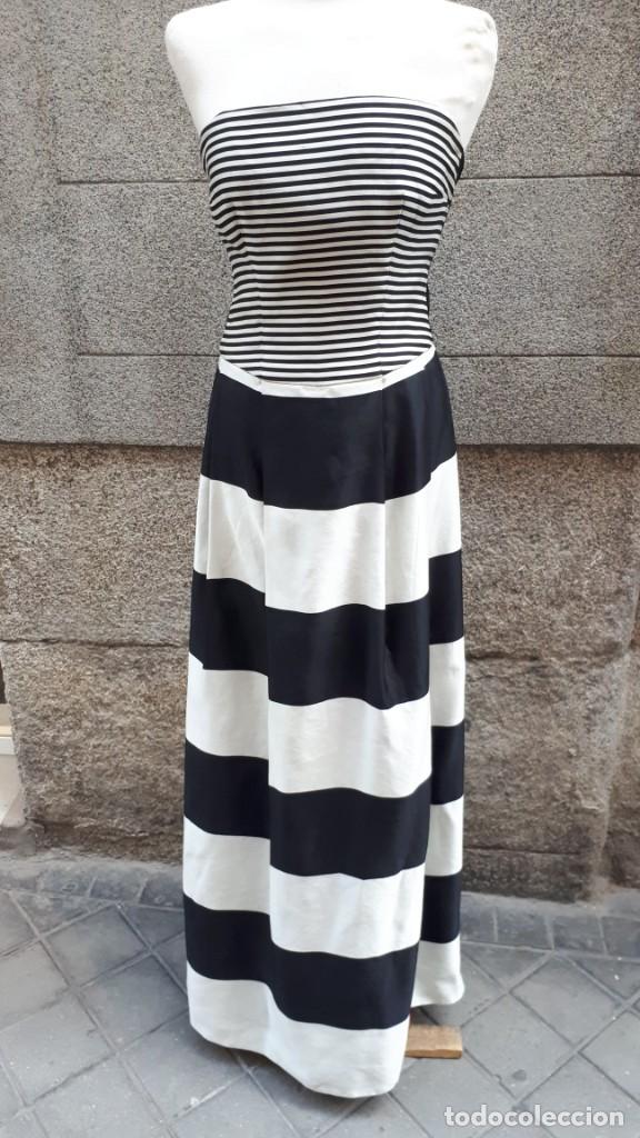 vestido largo de seda blanco y negro de vestir - Comprar Moda vintage mujer  en todocoleccion - 207702131