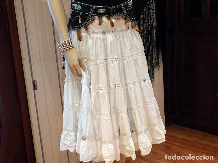 ibiza - exclusiva falda blanca con tejano y apl - Comprar Moda vintage mulher todocoleccion