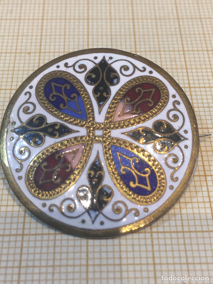 Vintage: Broche Damasquinado y Esmaltado - Foto 2