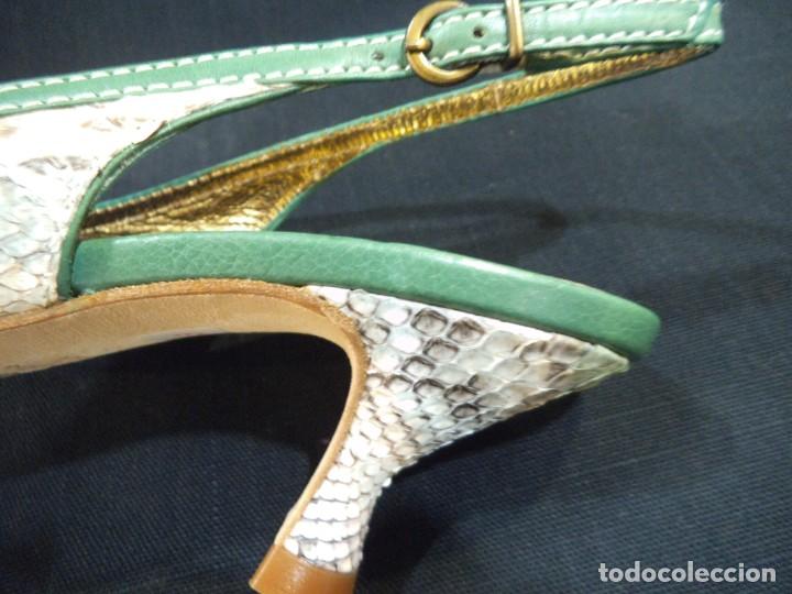 Vintage: ZAPATOS DE PIT&Oacute;N VERDE ESMERALDA - Foto 3