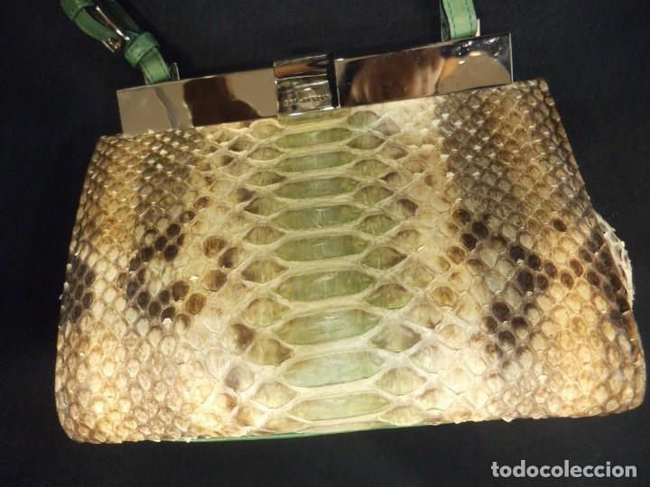 Vintage: BOLSO PIT&Oacute;N VERDE ESMERALDA - Foto 2