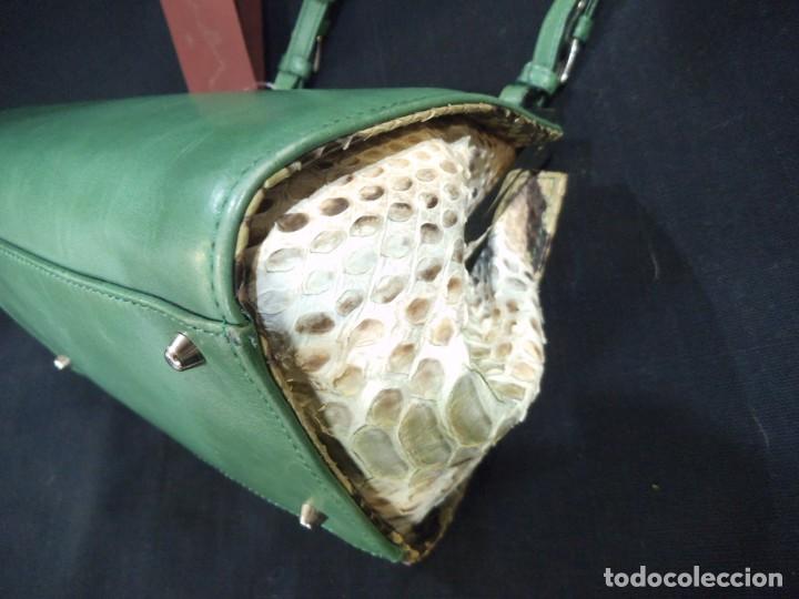 Vintage: BOLSO PIT&Oacute;N VERDE ESMERALDA - Foto 4