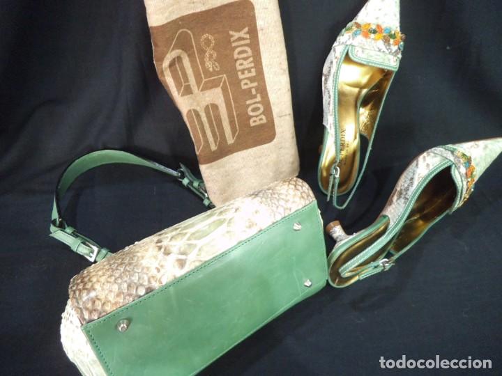 Vintage: BOLSO PIT&Oacute;N VERDE ESMERALDA - Foto 9
