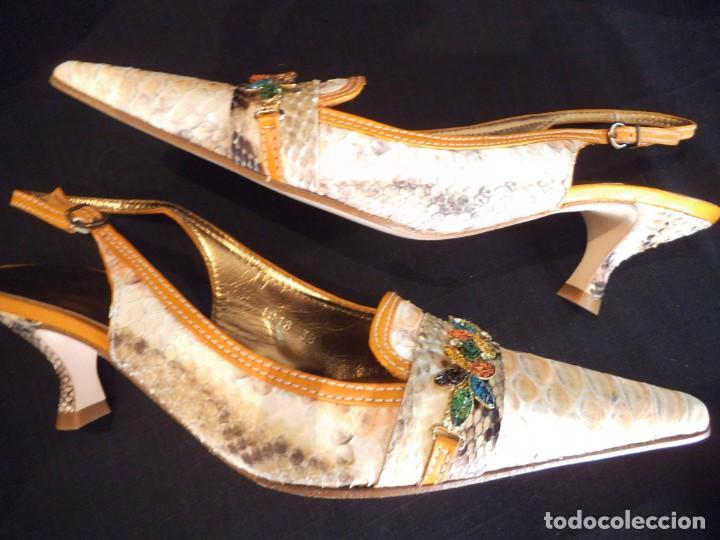 Vintage: ZAPATOS PIEL-PIT&Oacute;N (NARANJA) - Foto 3