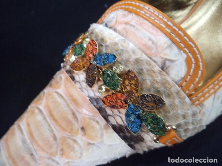 Vintage: ZAPATOS PIEL-PIT&Oacute;N (NARANJA) - Foto 4