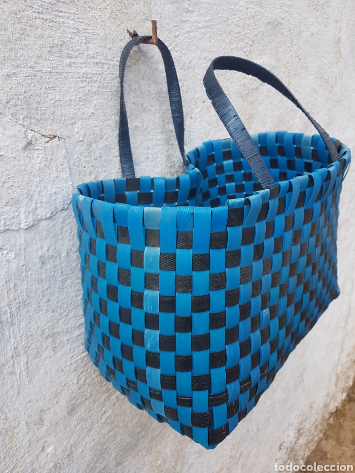 Vintage: Bolsa de la compra vintage realizada con flejes - Foto 2