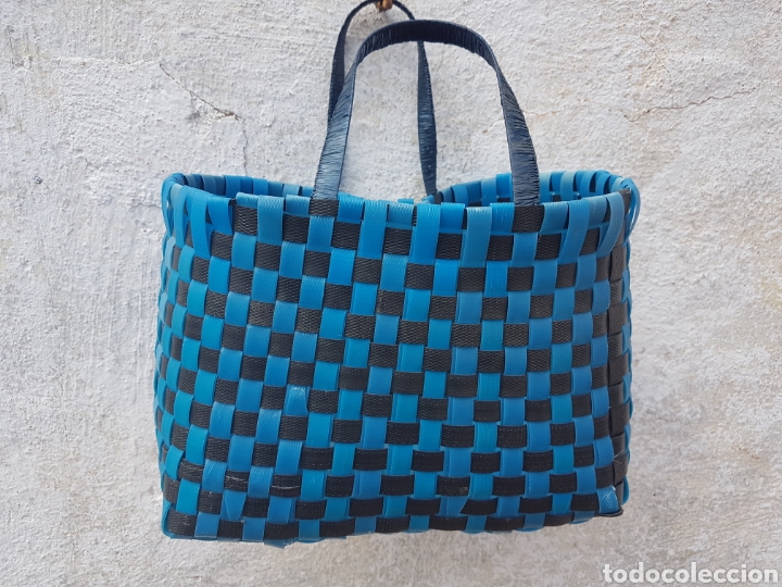 Vintage: Bolsa de la compra vintage realizada con flejes - Foto 1