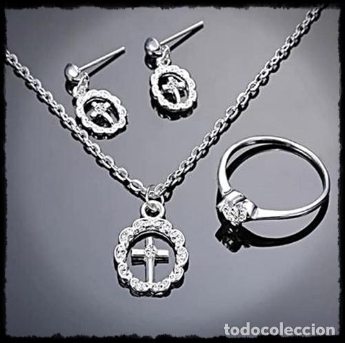 Vintage: CONJUNTO DE PENDIENTES, ANILLO Y COLLAR DE CRUCES. - Foto 2
