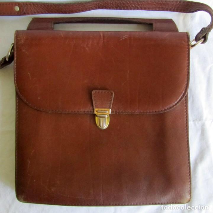 Vintage: Bolso doble de cuero con cinta y asa - Foto 1