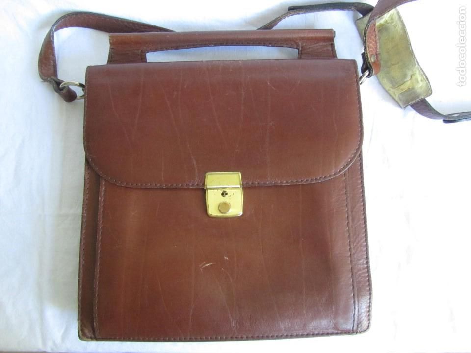 Vintage: Bolso doble de cuero con cinta y asa - Foto 4