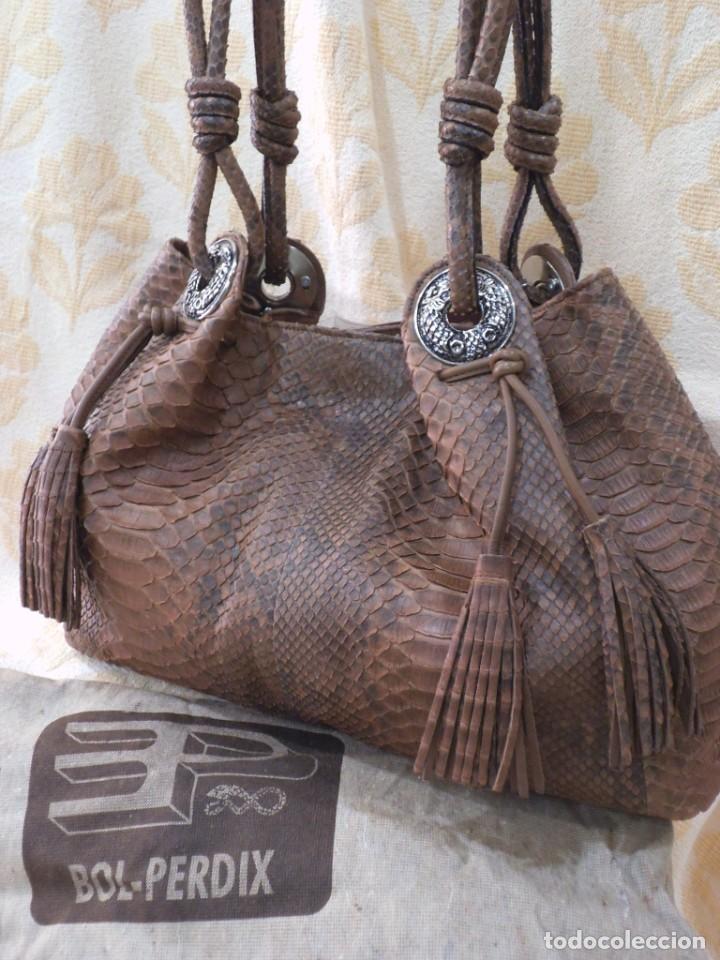 Vintage: BOLSO PIT&Oacute;N -BOL PERDIX- MARR&Oacute;N ( saco ) - Foto 9