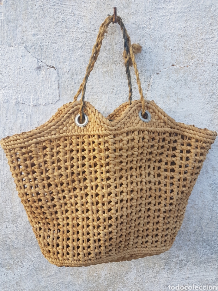 Vintage: Bolsa de la compra de ca&ntilde;amo vintage - Foto 1