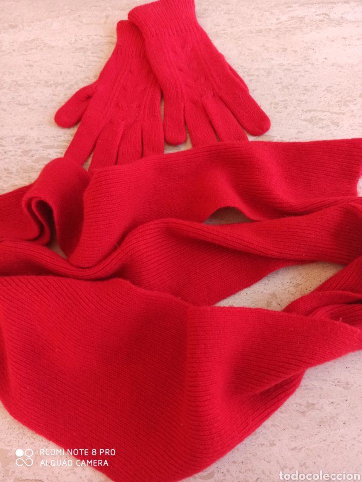 Vintage: Conjunto bufanda y guantes de punto - Foto 1