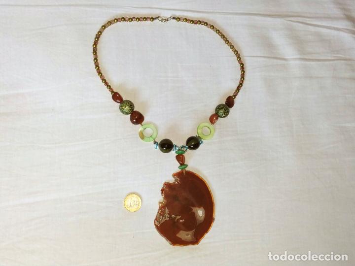Vintage: Collar Colgante MEDALLON GIGANTE AGATA