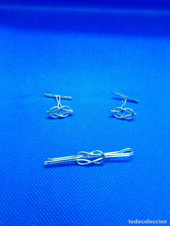 Vintage: Gemelos y pasador de corbata en plata - Foto 1