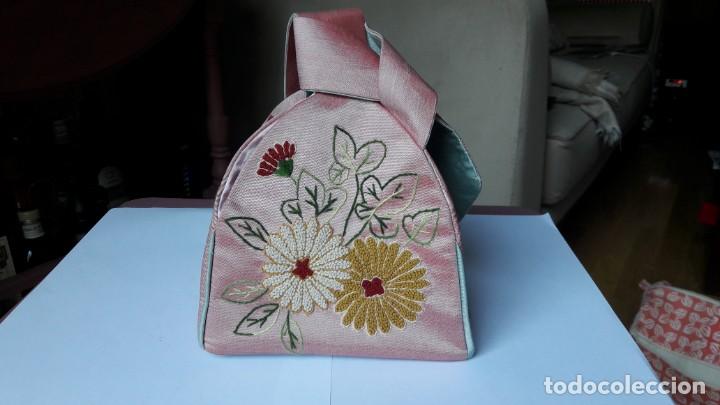 Vintage: BOLSO VESTIR DE SEDA BORDADO - Foto 6