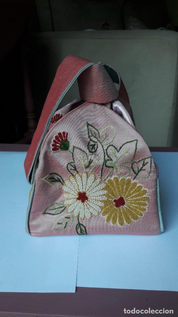 Vintage: BOLSO VESTIR DE SEDA BORDADO - Foto 7