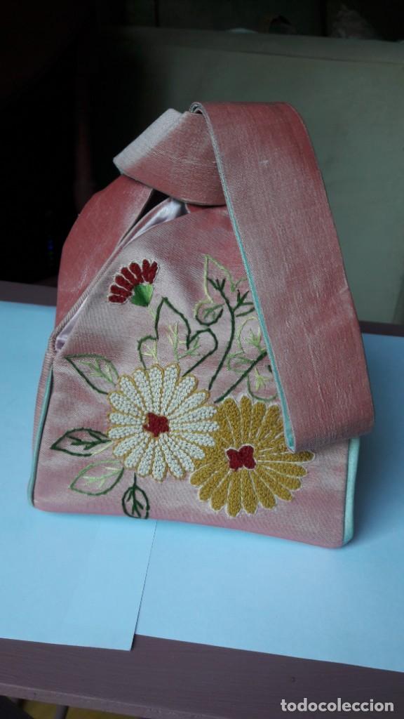 Vintage: BOLSO VESTIR DE SEDA BORDADO - Foto 8