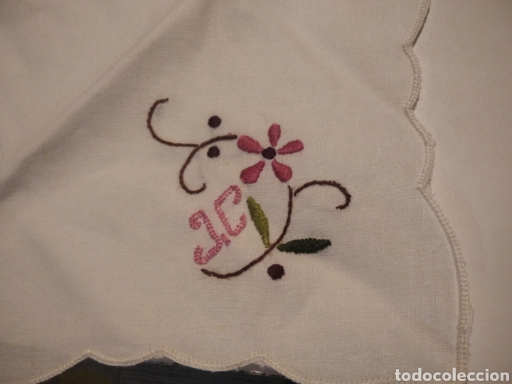 Vintage: 2 Servilletas bordadas iniciales JC - Foto 2