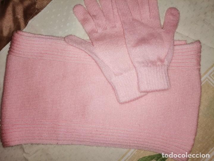 Vintage: Conjunto de guantes y bufanda rosa - Foto 1