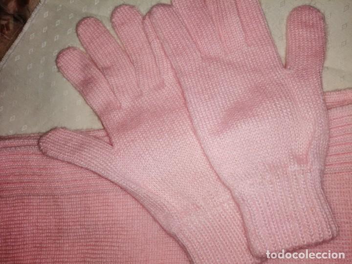 Vintage: Conjunto de guantes y bufanda rosa - Foto 2