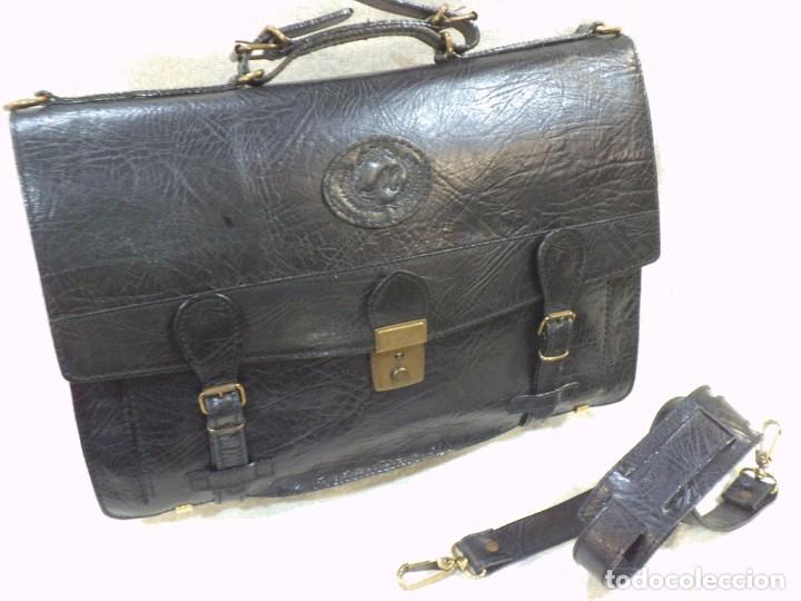 Vintage: MALET&Iacute;N ( NEGRO - B&Uacute;FALO ) PIEL - Foto 1