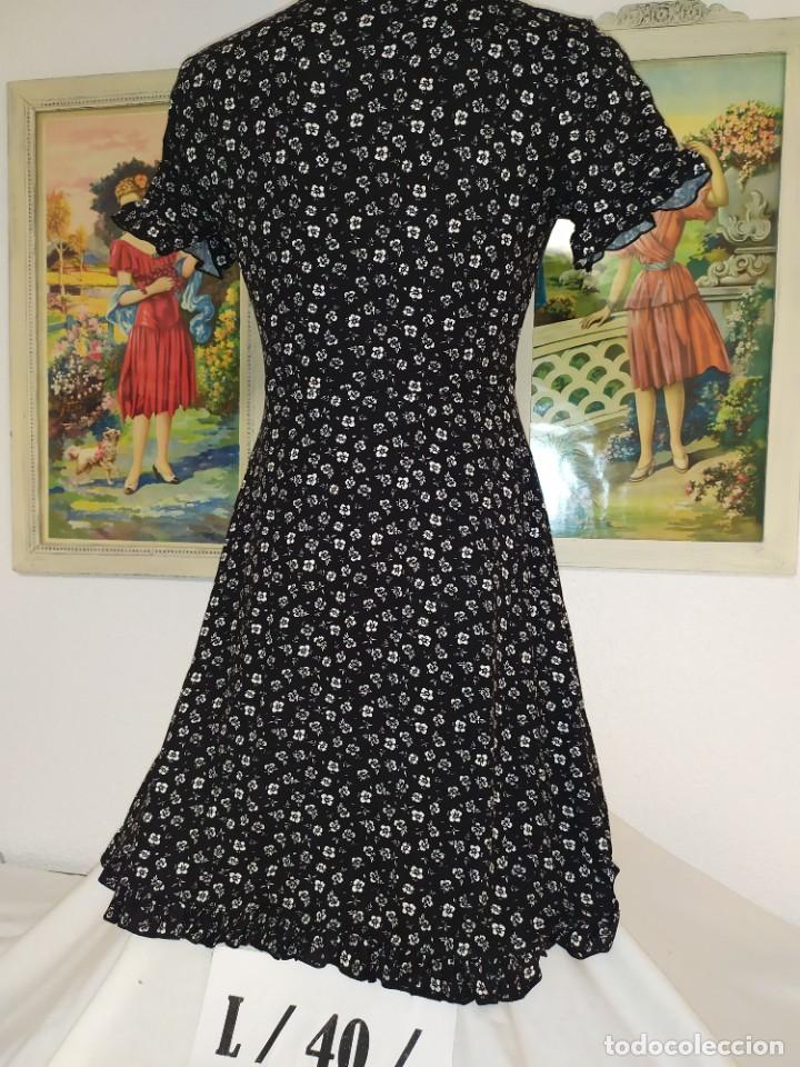 Vintage: Vestido en L pullbear negro flores blancas - Foto 2