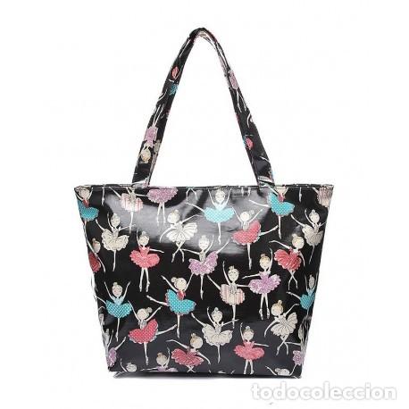 Vintage: Bolsa de asas negro estampado bailarinas - Foto 1