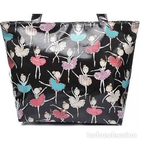 Vintage: Bolsa de asas negro estampado bailarinas - Foto 4