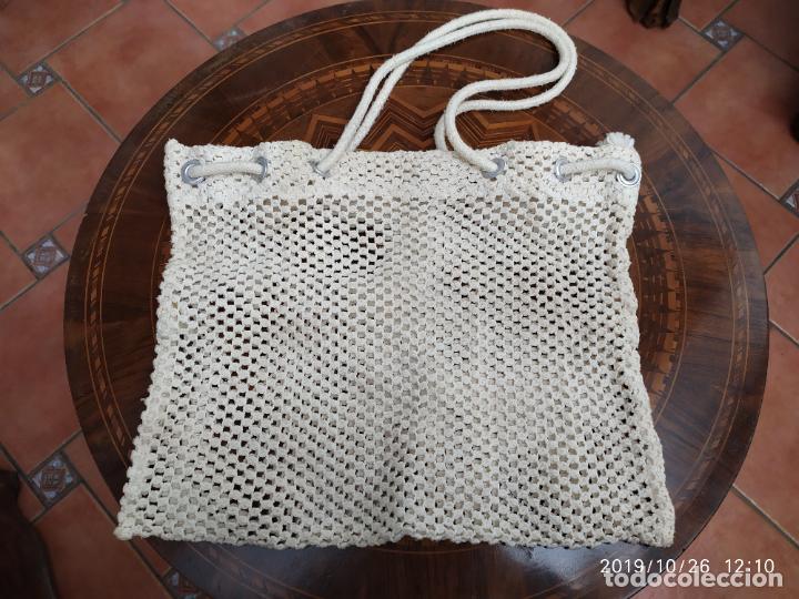 Vintage: BOLSO-BOLSA DE MALLA MACRAM&Eacute; DE ALGODON - Foto 1