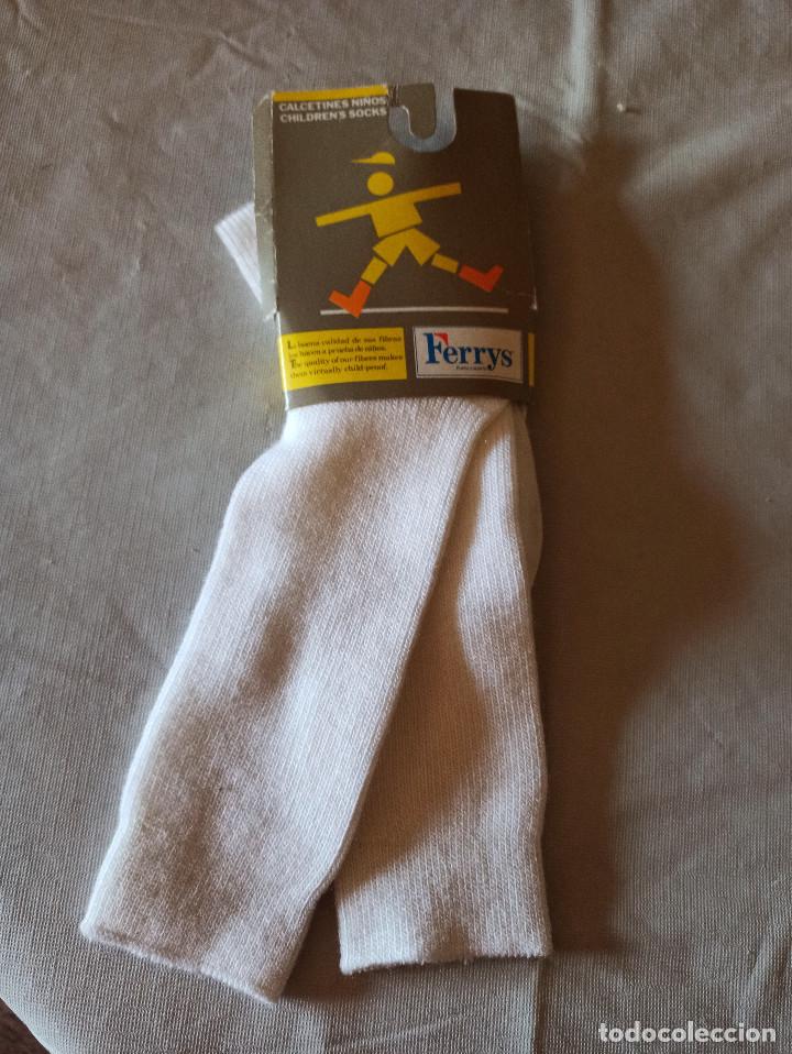 Vintage: CALCETINES NI&Ntilde;O FERRYS NUEVOS SIN USO A&Ntilde;OS 70 BLANCO LANA