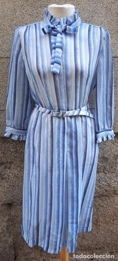 Vintage: VESTIDO ESTAMPADO DE RAYAS DE LOS A&Ntilde;OS 80 - Foto 1