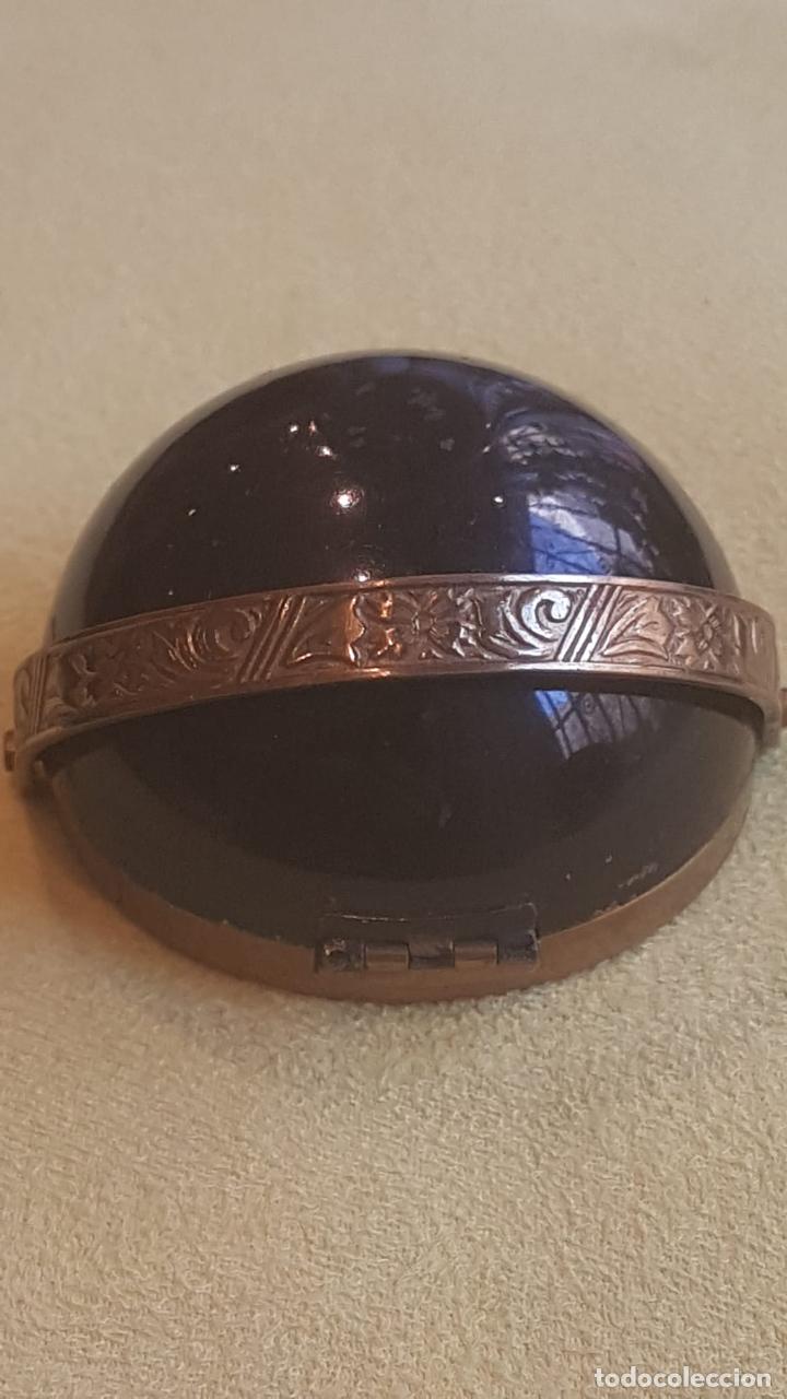 Vintage: Polvera antigua muy rara, circular tipo cesta con asa . - Foto 4