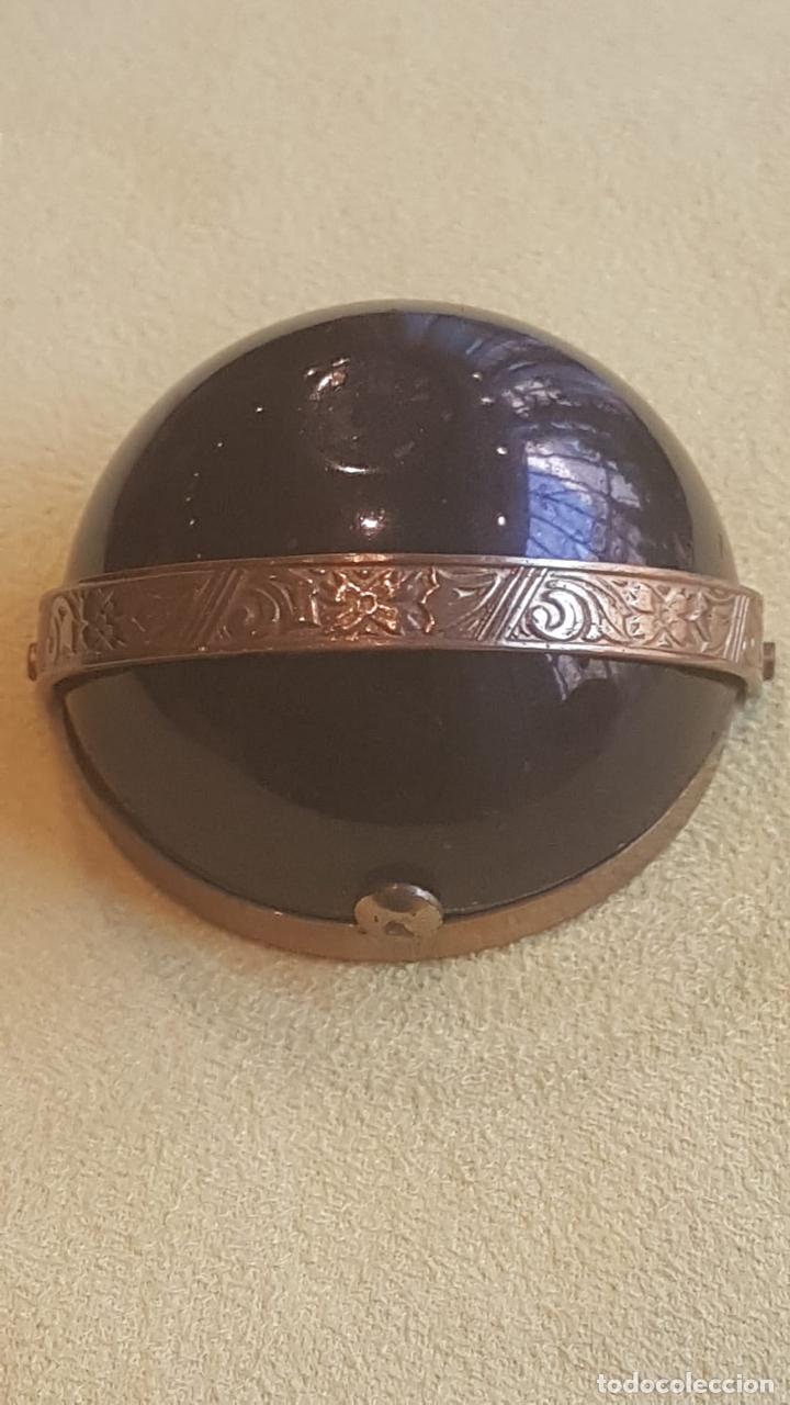 Vintage: Polvera antigua muy rara, circular tipo cesta con asa . - Foto 5