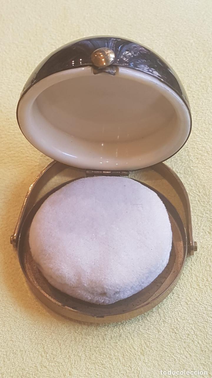 Vintage: Polvera antigua muy rara, circular tipo cesta con asa . - Foto 6