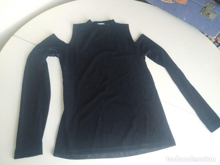 preciosa camiseta terciopelo negro, manga larga - Comprar Ropa Mujer de Segunda Mano en todocoleccion - 242817185