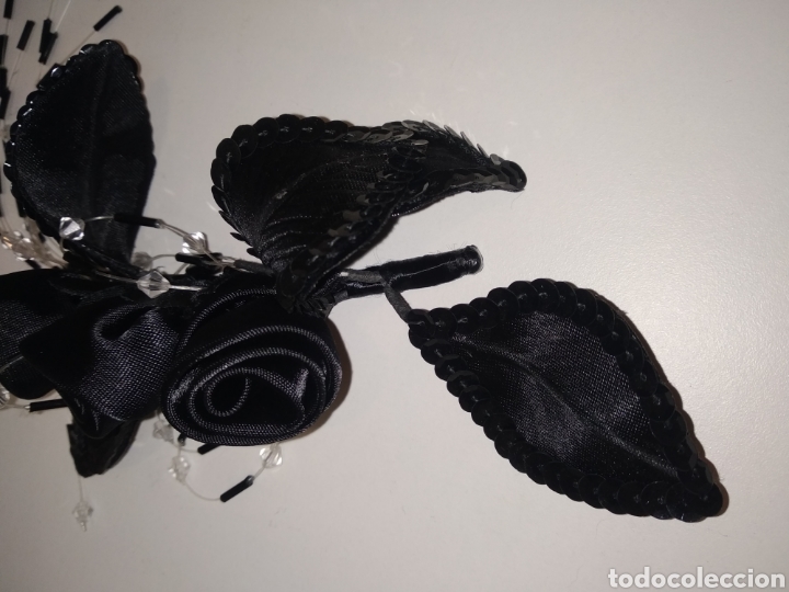 Vintage: TOCADO ROSAS Y HOJAS NEGRAS. - Foto 3