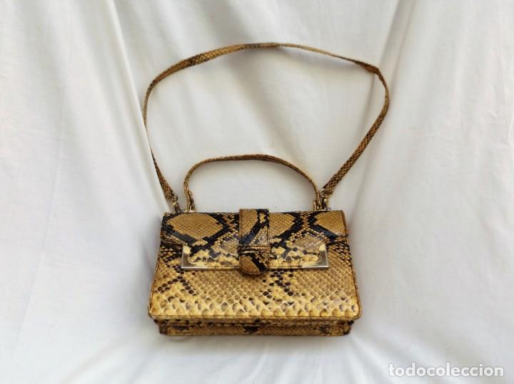 Vintage: bolso de se&ntilde;ora de pit&oacute;n de los a&ntilde;os 70 - Foto 1