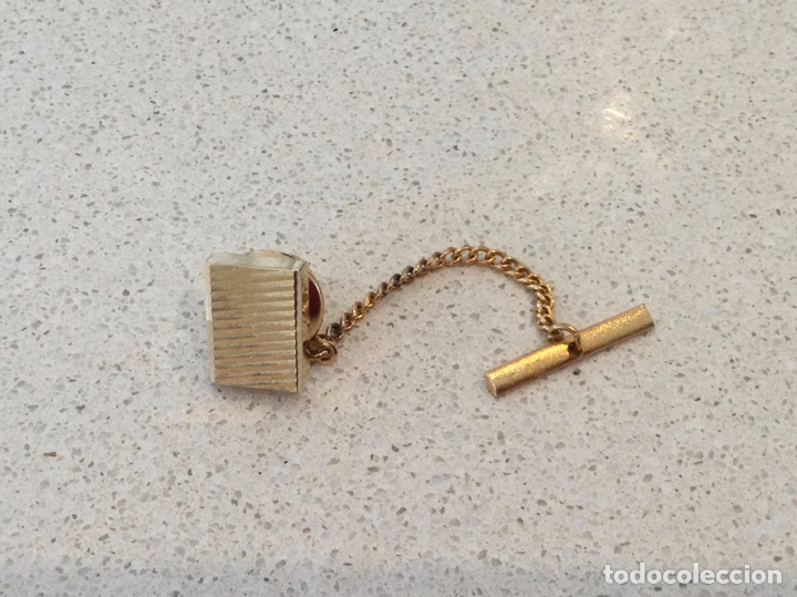 Vintage: Alfiler corbata dorado con cadena - Foto 1