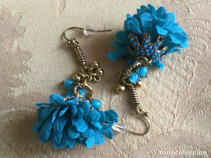 Vintage: PENDIENTES LARGOS VINTAGE CLAVEL TURQUESA - Foto 2