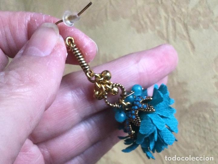 Vintage: PENDIENTES LARGOS VINTAGE CLAVEL TURQUESA - Foto 3