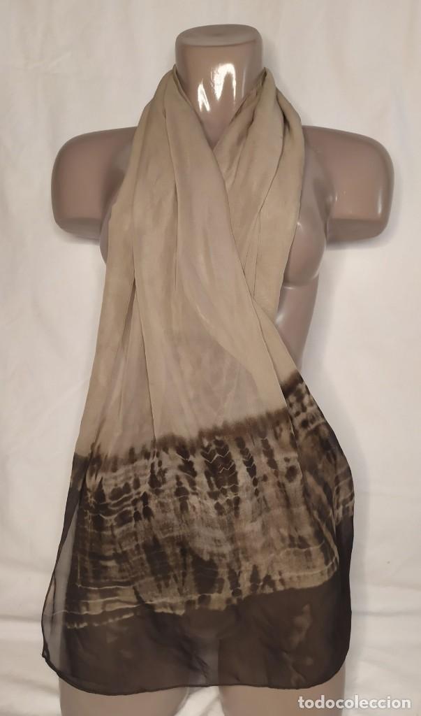 Vintage: Pa&ntilde;uelo seda beige marron - Foto 1