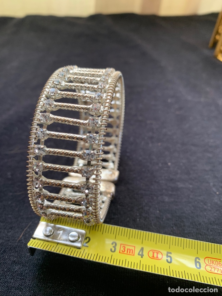 Vintage: Brazalete plateado con cristales - Foto 1