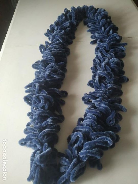 Vintage: Fular boa de terciopelo azul. - Foto 2