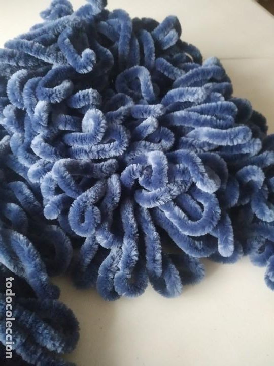 Vintage: Fular boa de terciopelo azul. - Foto 4