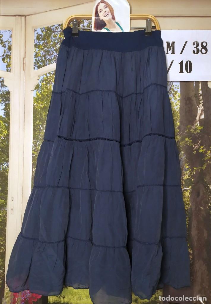 Vintage: Falda larga azul informal Talla M - Foto 1