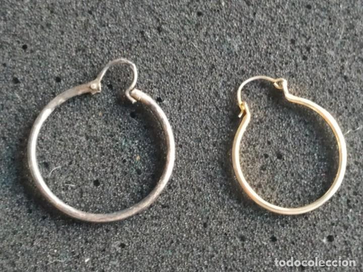 Vintage: Dos pendientes vintage en forma de aro de distinto di&aacute;metro - Foto 1
