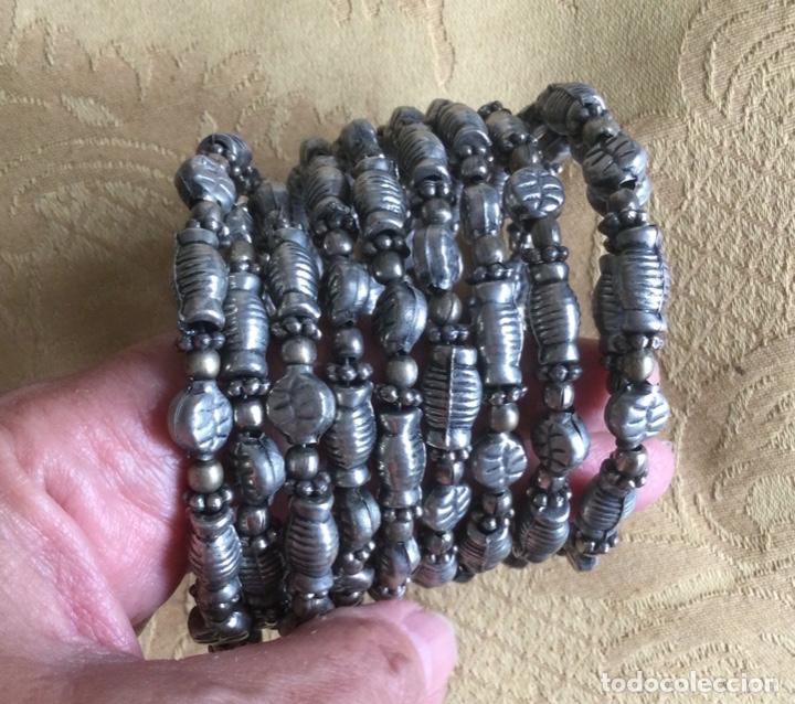 Vintage: BRAZALETE DE ABALORIOS PLATEADOS DE METAL - Foto 2